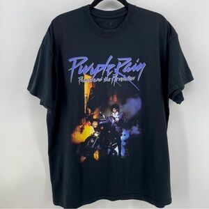 Purple Rain Prince and the Revolution T-Shirt Black Purple 100% Cotton XL